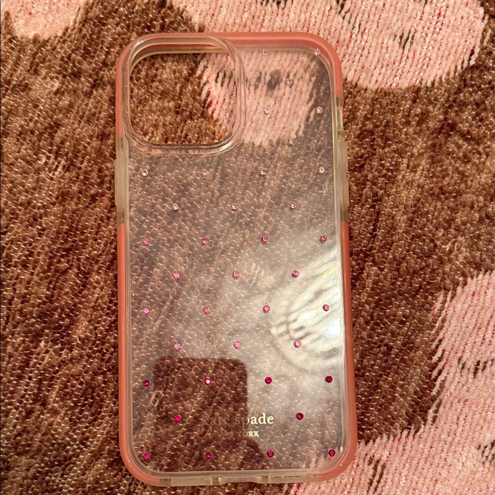 Kate Spade Clear Case with Pink Accents. For iPhone 13 Pro Max.